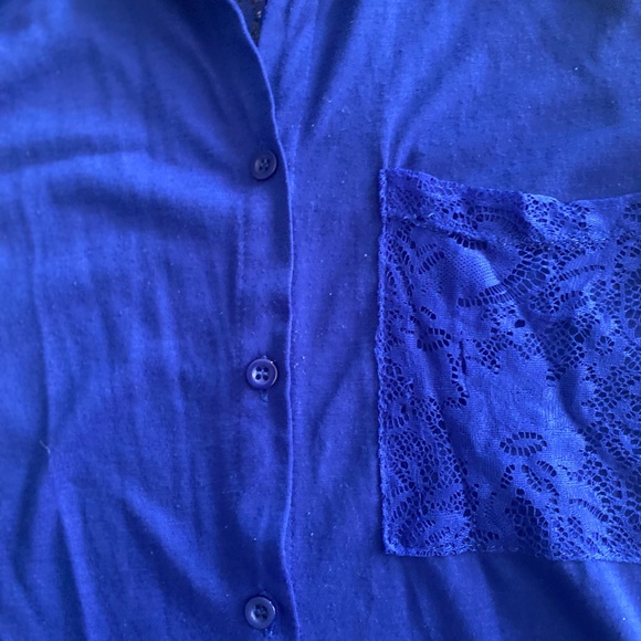 Rue 21 blue royal sleeveless button down shirt - Picture 2 of 6